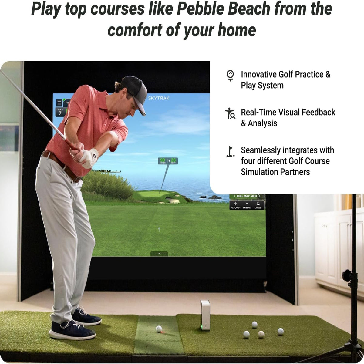 Golf Launch Monitor | Photometric Technology for Ball Speed, Carry & Total Distance, Spin Rates, Launch & Shot Shape Data | Golf Simulator & Practice — product view 4