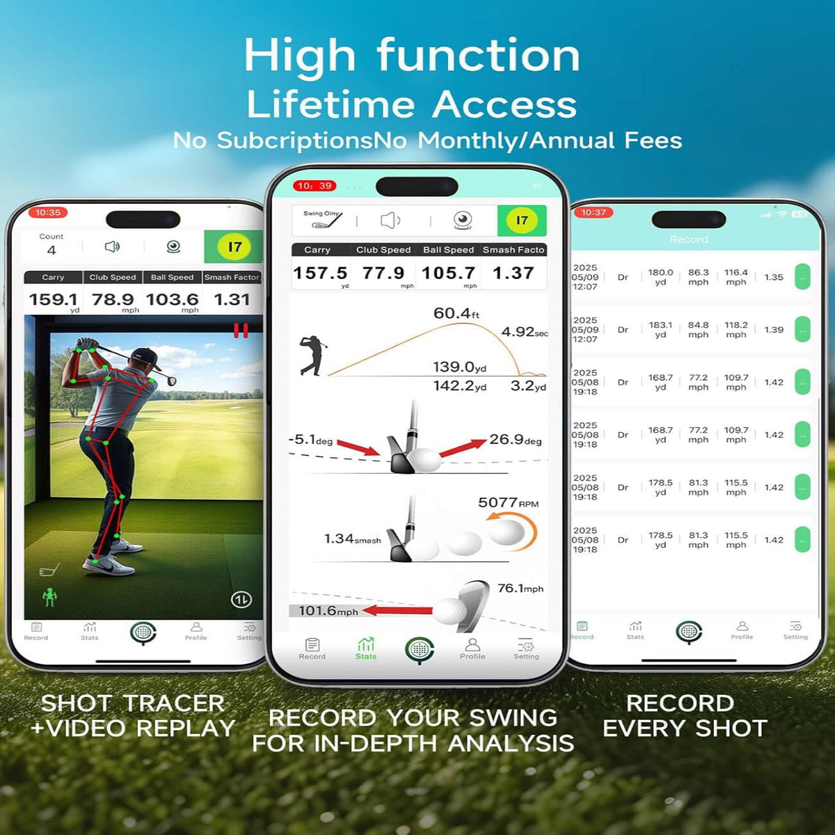 Golf Launch Monitor , Simulators for Home & Training，Golf Swing Analysis — product view 8