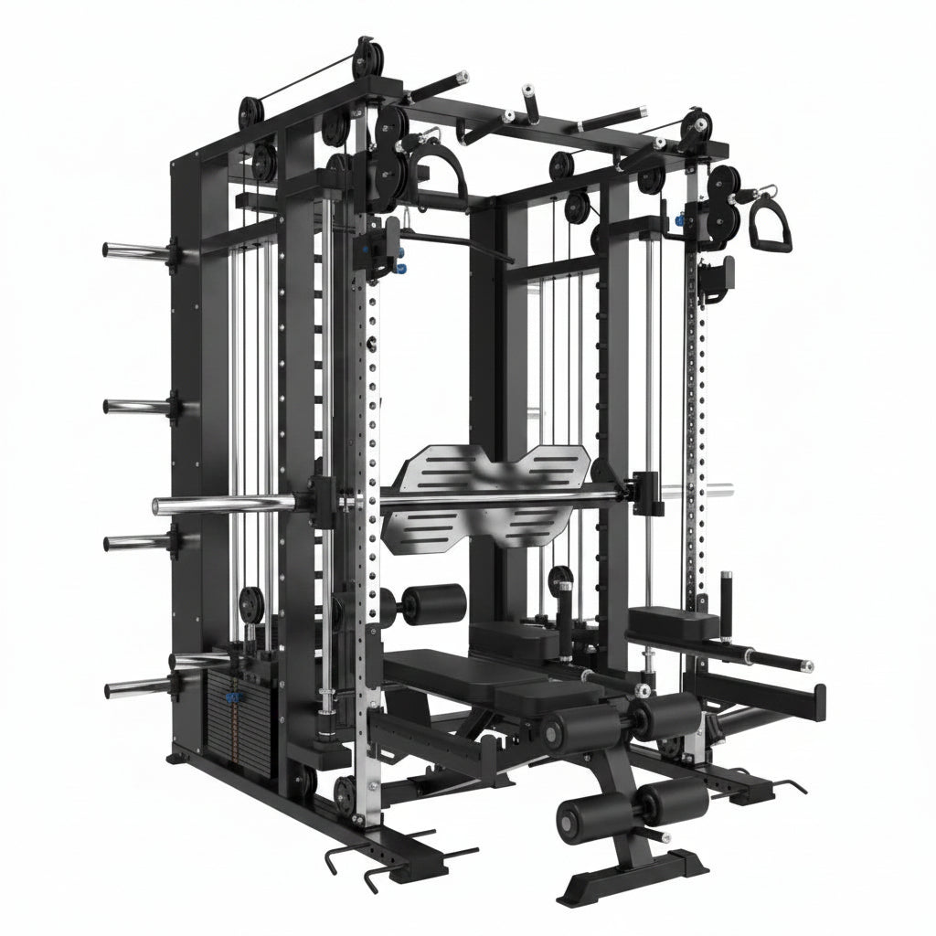 Smith Machine Built for Commercial Training, Triple Cable System, 3 Weight Stacks, 1000+ Exercises