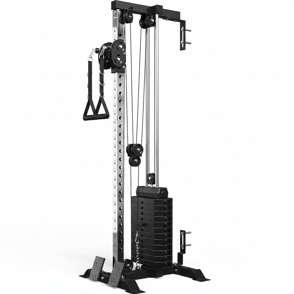 Wall Mount Cable Station, Cable Crossover Machine with Dual Pulley System and 19/27 Adjustable Positions for Home Gym Fitness Equipment