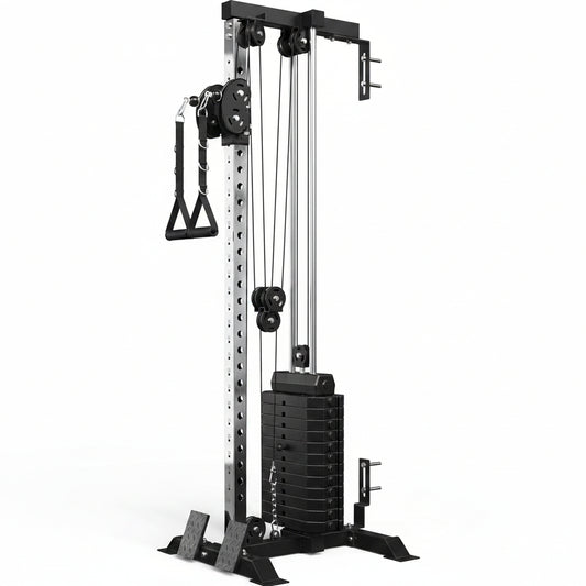 Wall Mount Cable Station, Cable Crossover Machine with Dual Pulley System and 19/27 Adjustable Positions for Home Gym Fitness Equipment