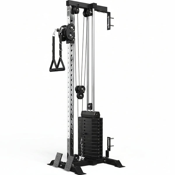 Wall Mount Cable Station, Cable Crossover Machine with Dual Pulley System and 19/27 Adjustable Positions for Home Gym Fitness Equipment