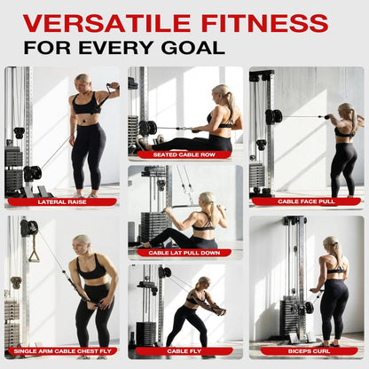 Wall Mount Cable Station, Cable Crossover Machine with Dual Pulley System and 19/27 Adjustable Positions for Home Gym Fitness Equipment — product view 6