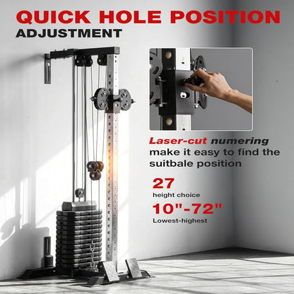 Wall Mount Cable Station, Cable Crossover Machine with Dual Pulley System and 19/27 Adjustable Positions for Home Gym Fitness Equipment — product view 7